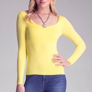 Bebe Yellow Scoop Neck Top